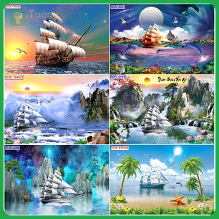 Tranh dán tường - tranh dán tường 3d thuận buồm xuôi gió 01 - size lớn