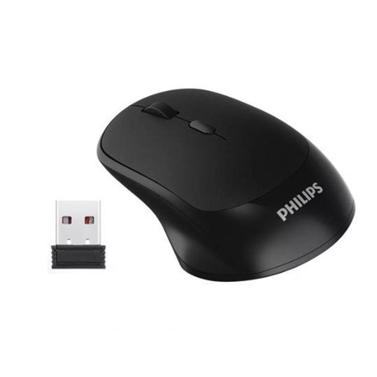 Chuột Mouse không dây PHILIPS M423 Black/White (SPK-7423) Chính hãng (Có pin, 1xAA, Công tắc)