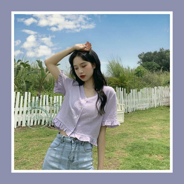 [SIZE S-5XL] Áo crop top tím mộng mơ phong cách ulzzang Hàn Quốc giá rẻ.