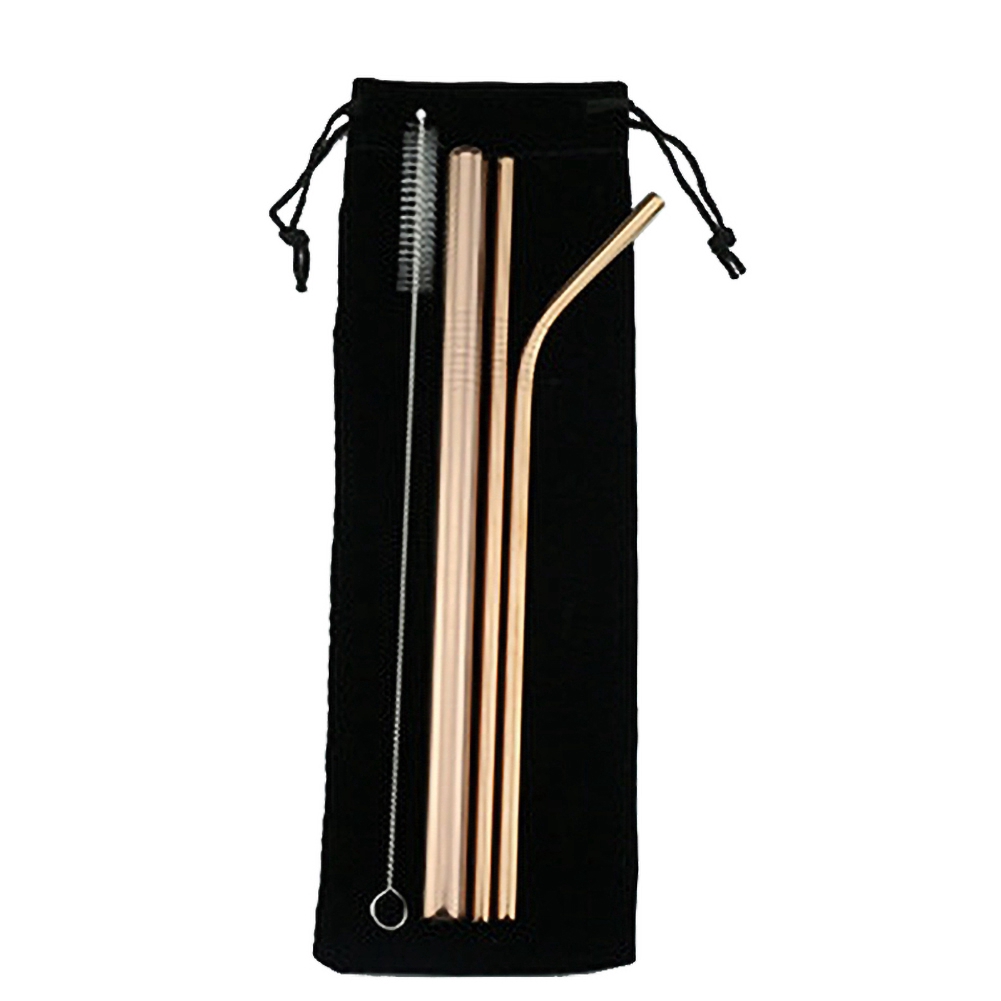 Bộ ống hút thép và cọ vệ sinh bằng inox kèm túi đựng tiện dụng