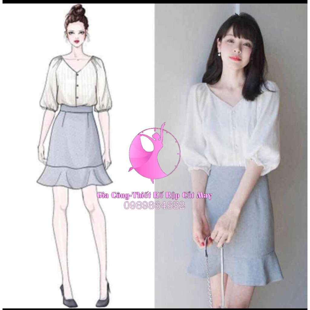 SV79_Rập sét áo kiểu+ váy đuôi cá