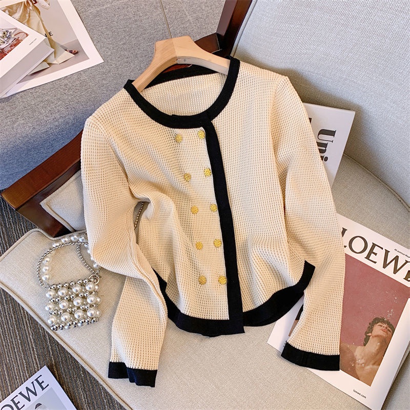 Áo Cardigan Dệt Kim Tay Dài Hai Hàng Nút Đơn Giản Phong Cách Mới Cho Nữ  tao bao