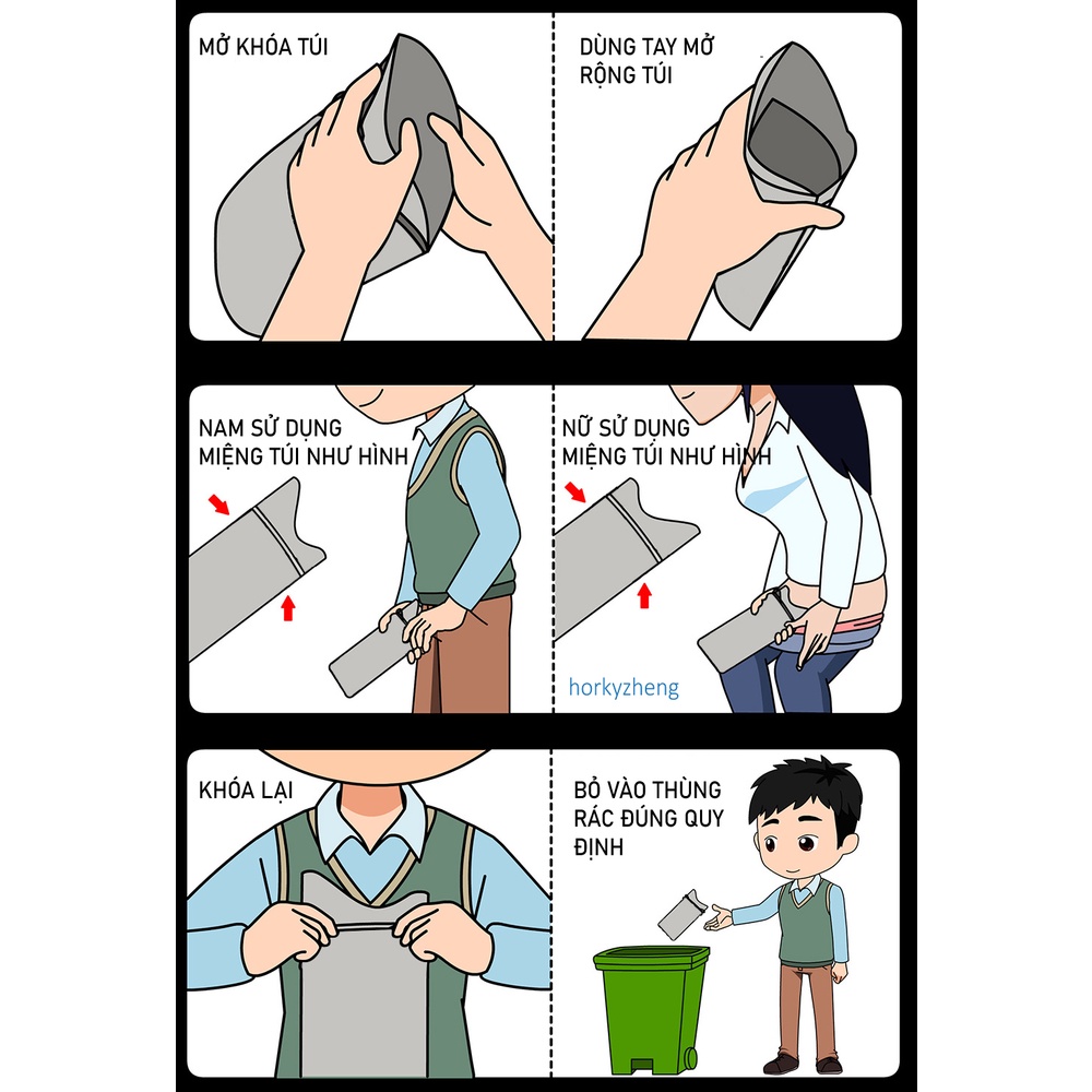 Túi Đi Vệ Sinh Khẩn Cấp Di Động 700Ml chống tràn, khử mùi - dùng cho nam nữ, trẻ em, phụ nữ mang thai, lái xe ô tô