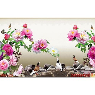 TRANH DÁN TƯỜNG 3D HOA MẪU ĐƠN