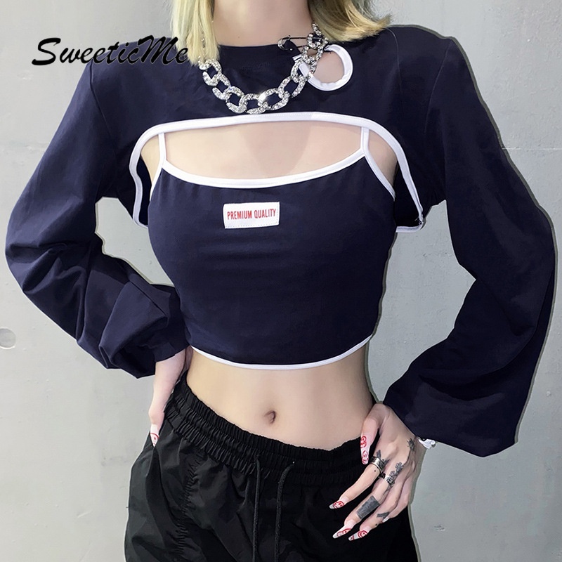 Set Áo Thun Dài Tay Và Áo Len Không Tay Thời Trang Dành Cho Nữ