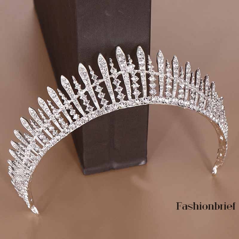 Vương miện đính pha lê giả sang trọng dành cho cô dâu