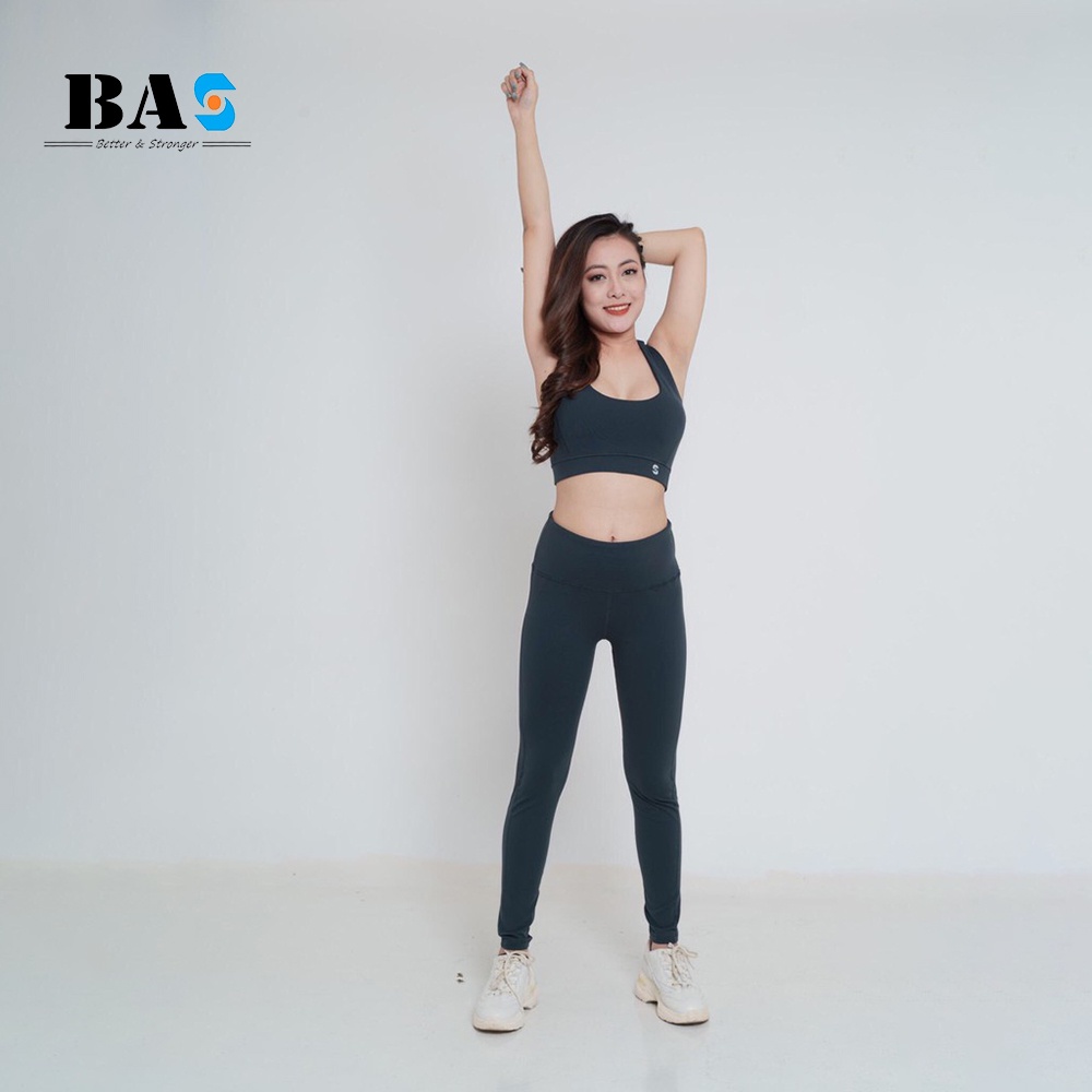 Set đồ tập gym yoga aerobic BAS bra xoắn lưng cá tính phối legging nâng mông - S40023