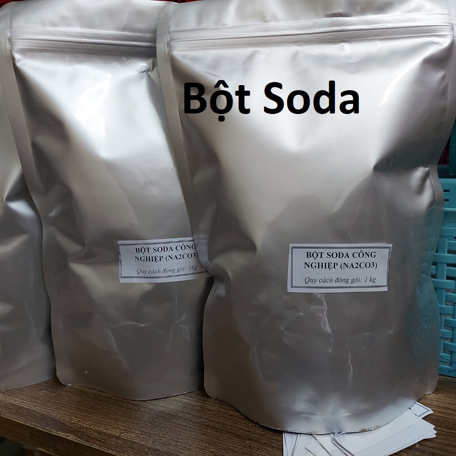 [1kg]Bột Soda Tẩy Rửa Công Nghiệp, Dầu Mỡ Nhà Bếp, Xử Lý Bể Bơi Đóng Gói Túi Zip Bạc