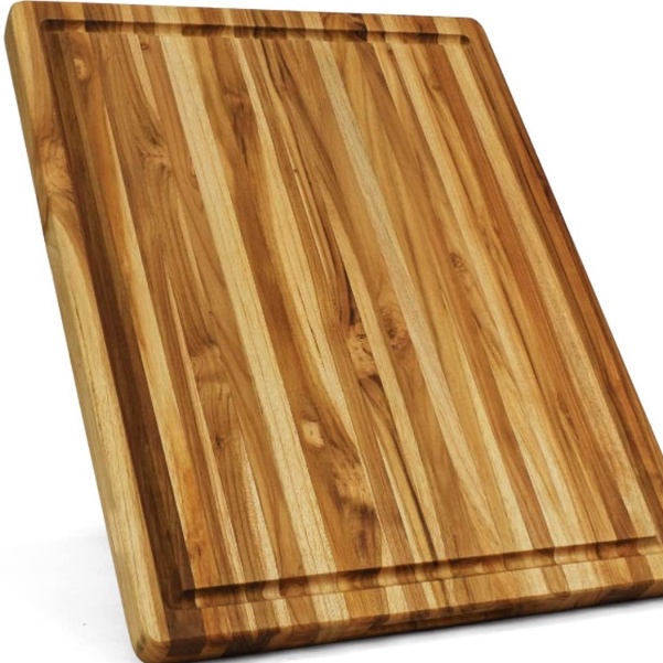 Thớt gỗ Teak cao cấp siêu cứng không mùn có rãnh 61 x 43 cm - Thớt gỗ Steak BBQ, Beefsteak Kiểu Âu Wood Cutting Board