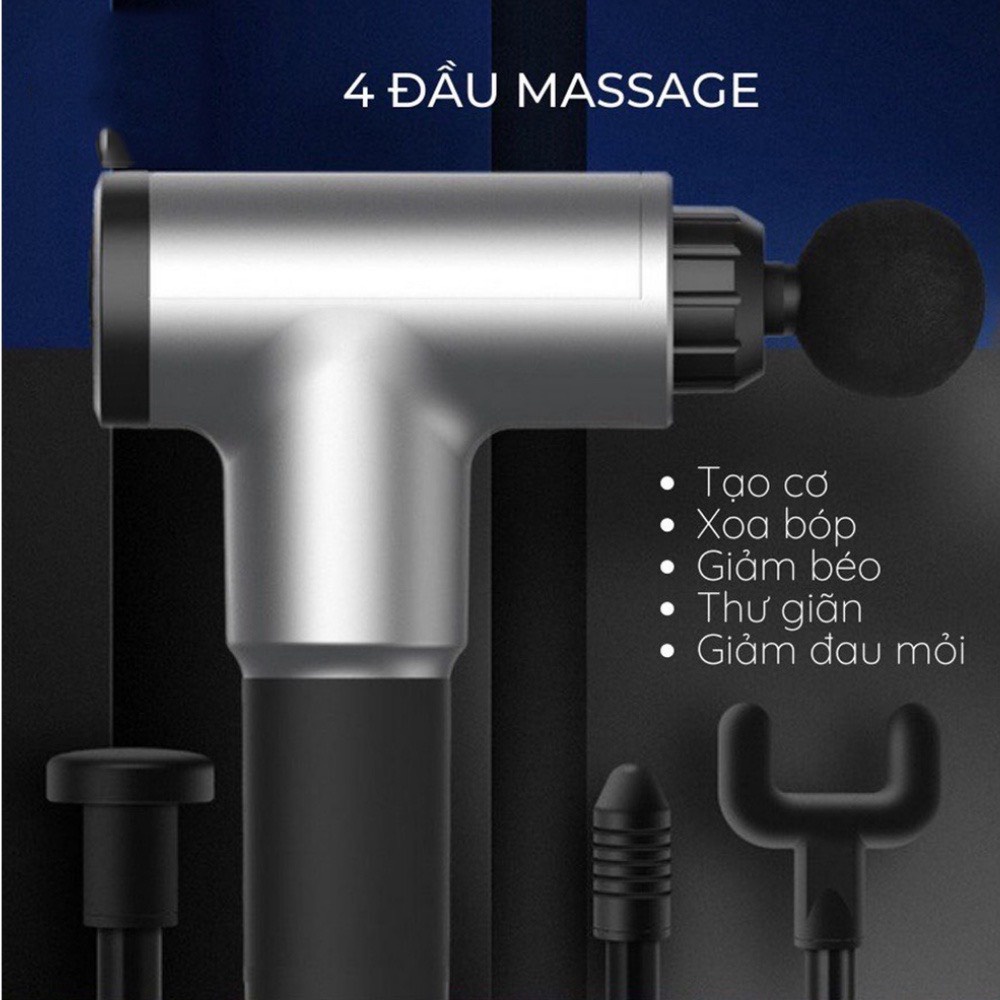 Máy Massage Cầm Tay 4 Đầu 6 Chế Độ Đấm Lưng Mát Xa Trị Liệu Cổ Vai Gáy, Nhức Mỏi Vai Gáy, Đau Giãn Cơ