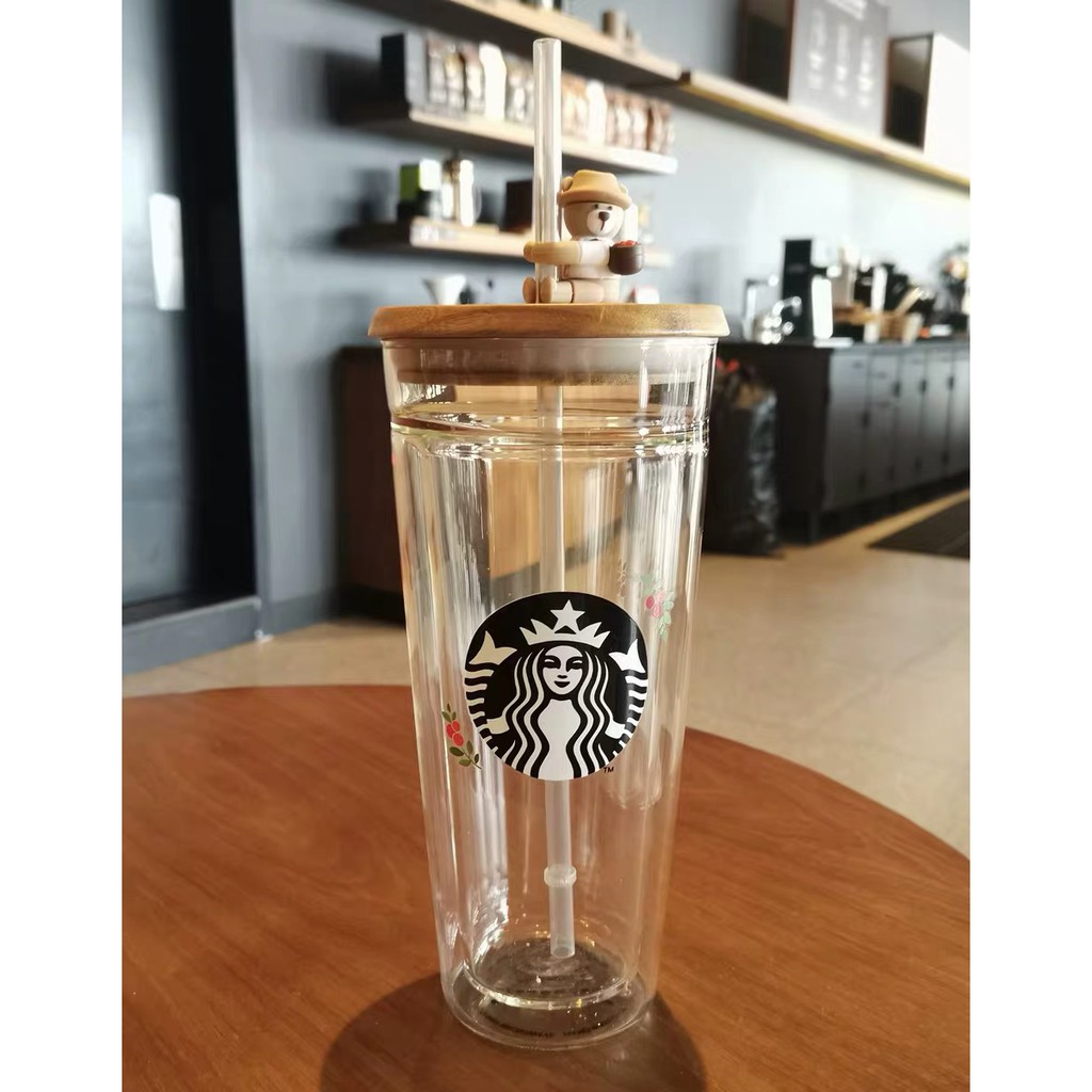 Ly thủy tinh STARBUCKS 2 lớp trong suốt Korea Autumn Chính hãng/ Dung tích 590ml