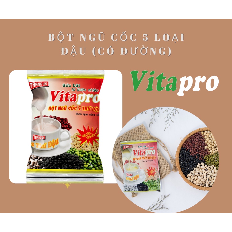 Bột ngũ cốc 5 thứ đậu có đường 400gr Vitapro thơm ngon dinh dưỡng tiện lợi