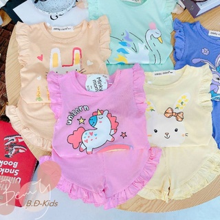 Bộ sát nách thun lạnh viền bèo minkymom bé gái