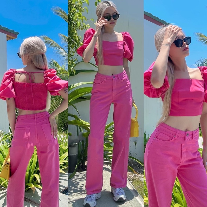 Quần Jean Suông Ống Rộng Dáng Dài Lai Cắt Lưng Cao Jeans Cotton Màu Hot Trend 2022