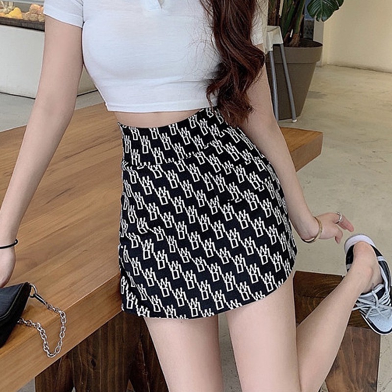 Korean Letter Print Skirt Waist Thin Wild Short Skirt Ladies Fashion Bag Hip Skirt