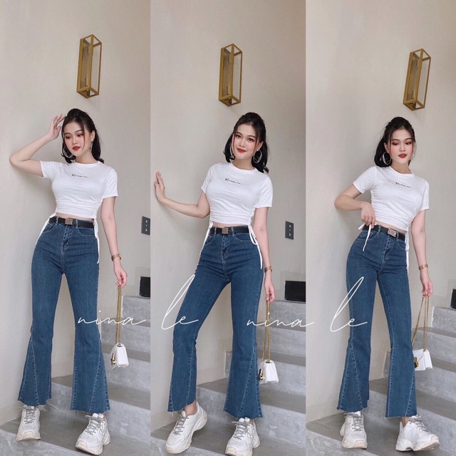 Áo thun croptop ⚡FREESHIP Đơn 250K⚡ Áo croptop thun ôm body rút eo hở rốn in chữ Resi siêu hot hàng Quảng Châu chất đẹp | BigBuy360 - bigbuy360.vn