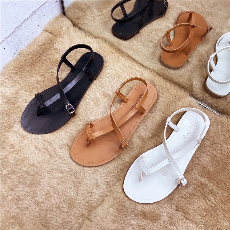 Dongdaemun Flat Sandals Roman Sandals Strap Sandals Open Toe Sandals Flip Flops Beach Shoes Korean Style Net Red