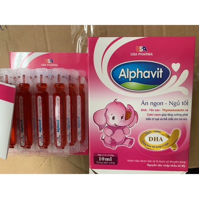 [Bảo Lâm ] - (Nhà Thuốc) Alphavit bé ăn ngon ngủ tốt phát triển trí thông minh (4 vỉ x 5 ống)