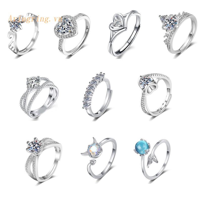 Nhẫn Hở Mạ Bạc Đính Đá Dễ Thương