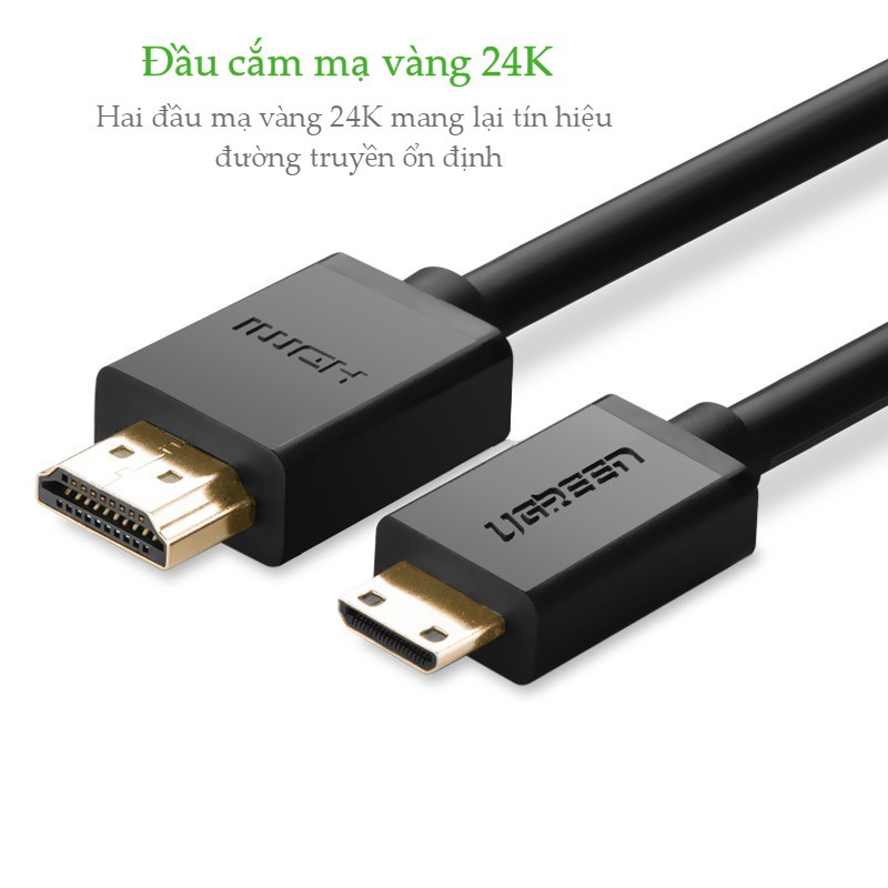 Cáp Mini HDMI To HDMI Ugreen dài 1m 3m -  Hàng Chính Hãng