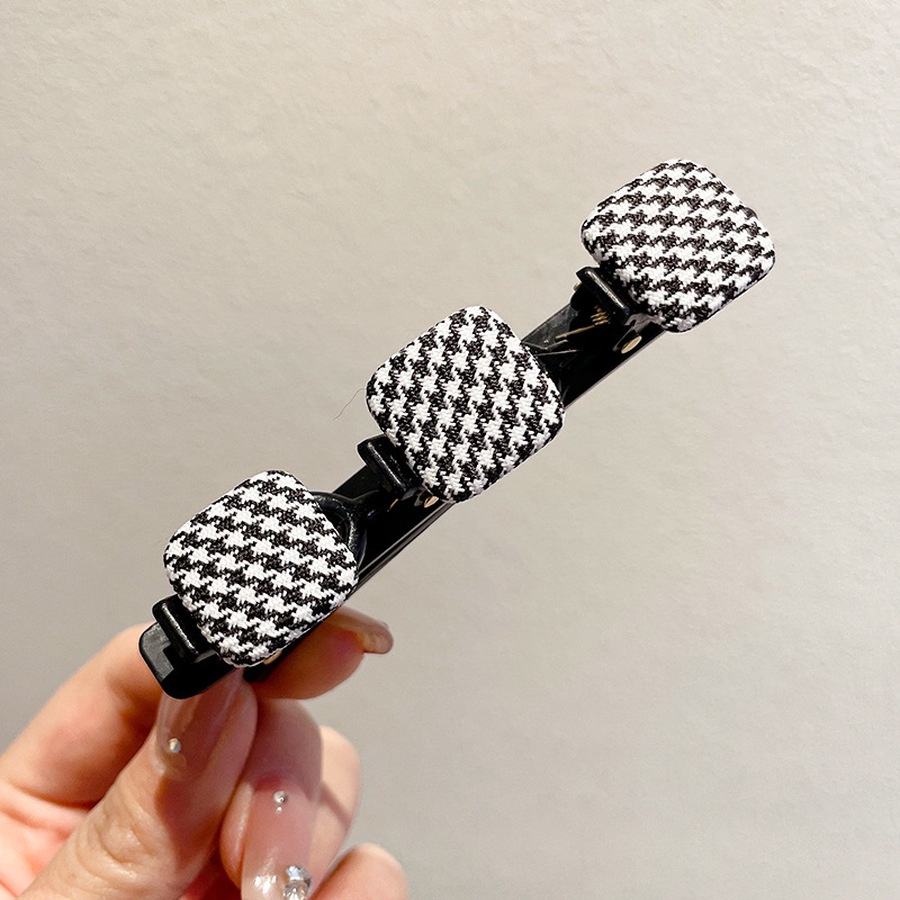 Kẹp Tóc Xoắn Họa Tiết Caro Phong Cách Hàn Quốc Cho Nữ