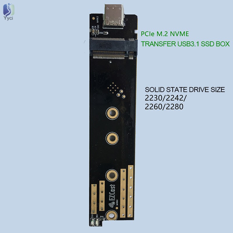 Yy Nvme Enclosure M.2 PCI-E SSD M Key To Type-C USB 3.1 Gen2 External Adapter Case Durable @VN