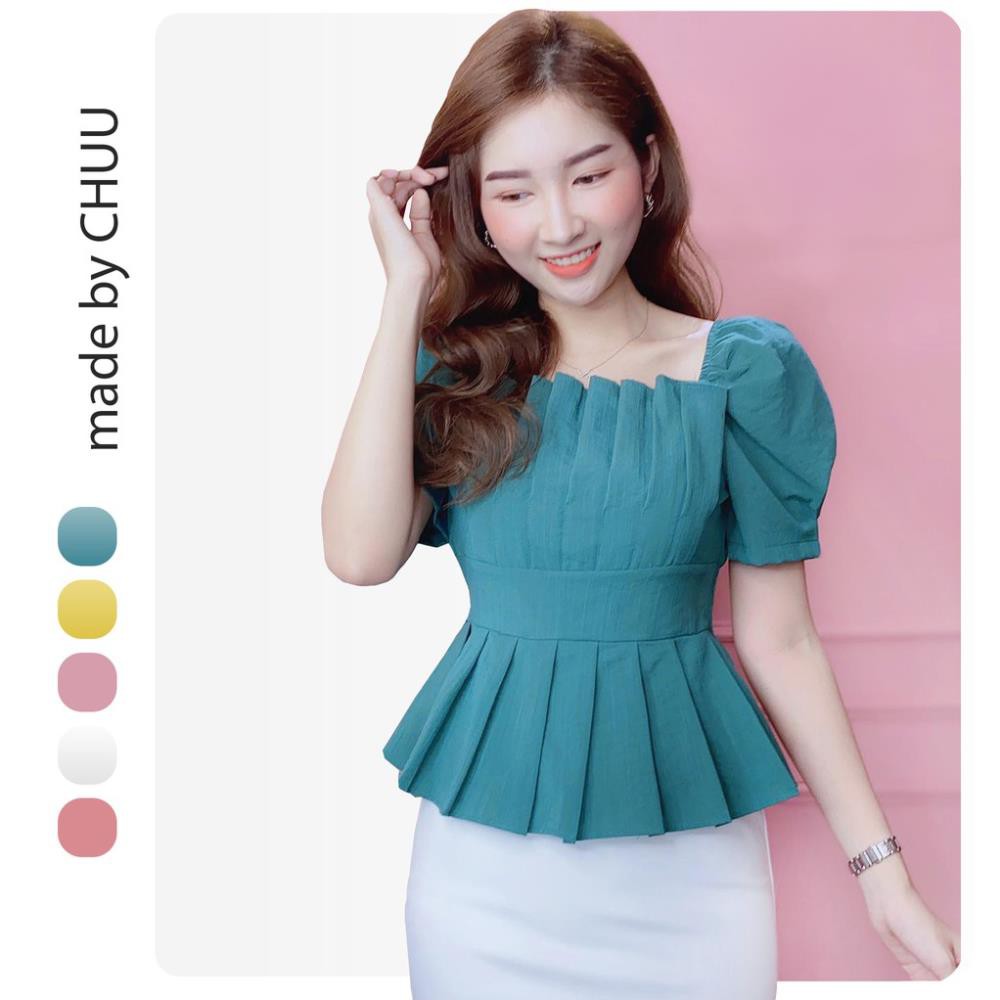 Áo peplum tay phồng che bụng sơ mi kiểu nữ đẹp CHUU A6697 ! ྇