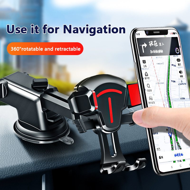 Universal Car Phone Holder/Suction Cup Air Outlet 2-in-1 Mobile Phone Holder/Long Rod Telescopic Mobile Navigation Bracket for Smartphone and GPS