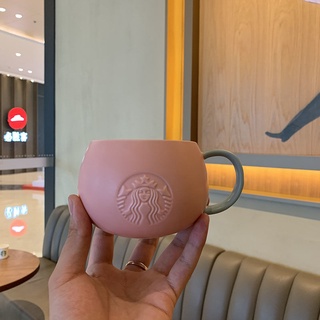 Cốc cà phê hoạt hình bằng gốm sứ màu hồng Starbucks có nắp