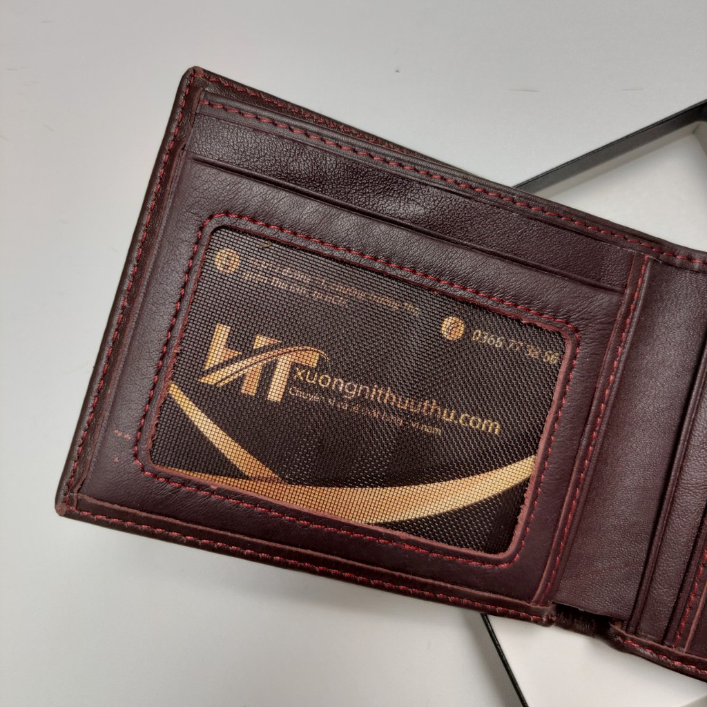Ví Nam Da Bò HT Bóp Da Nam Cao Cấp Dáng Ngang Sang Trọng Có Hộp Quà Tặng  - DA_HT