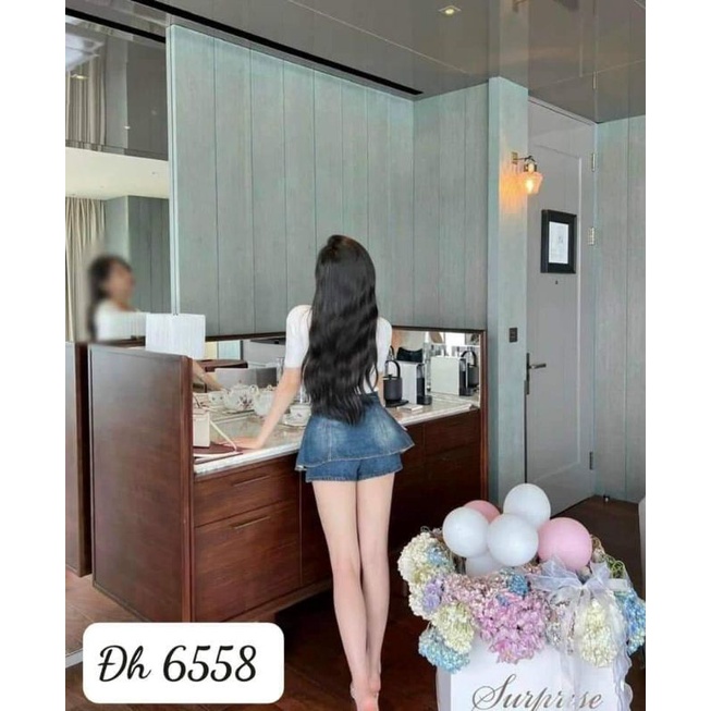 Quần váy jean xòe tầng hàng QCL1