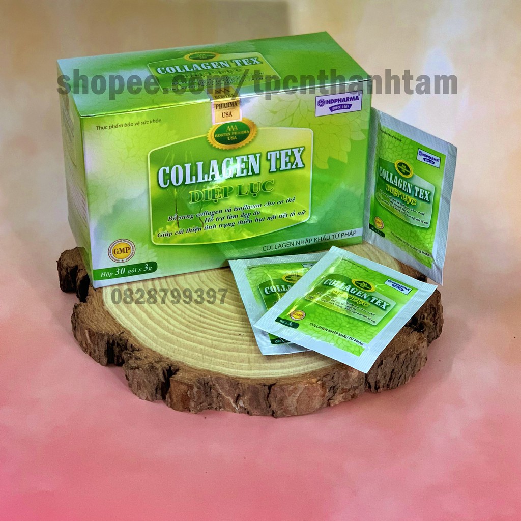 Collagen Diệp Lục dạng gói hỗ trợ làm đẹp da, cải thiện nếp nhăn-Hộp 30 gói
