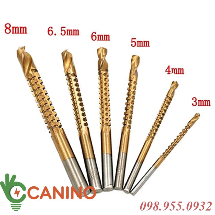 Bộ 6 mũi khoan rãnh, mũi khoan tạo hình 3-8mm chất thép hss cao cấp để cắt các đường từ mảnh đến dày