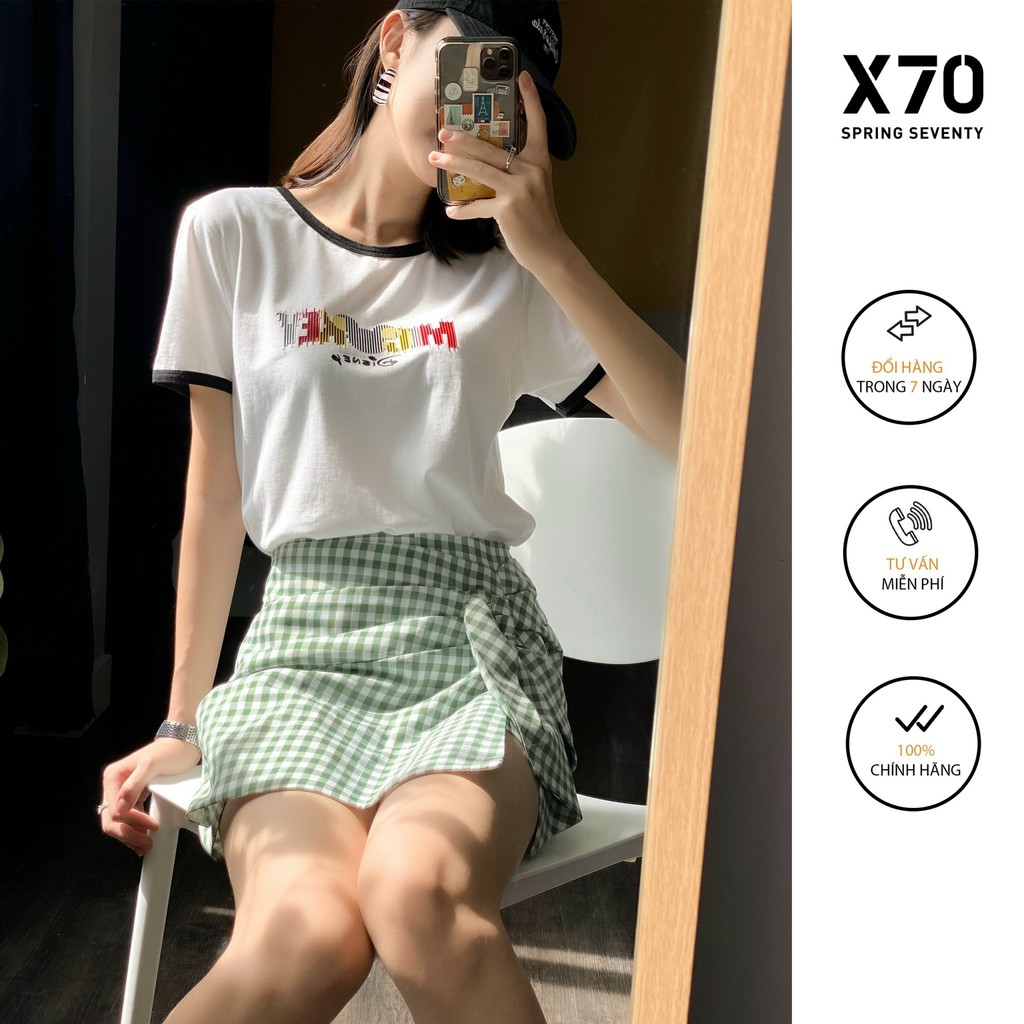 Quần Short Caro Vải Nữ Giả Váy Cách Điệu Thời Trang X70 - 04440021