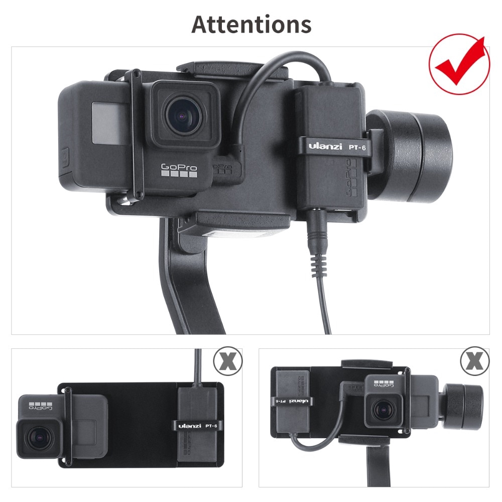 ULANZI PT-6 Hành động Camera Adaptor lưu trữ Microphone Cable Núi tấm Handheld Gimbal Phụ kiện Núi cho GoPro Anh hùng 7/6/5