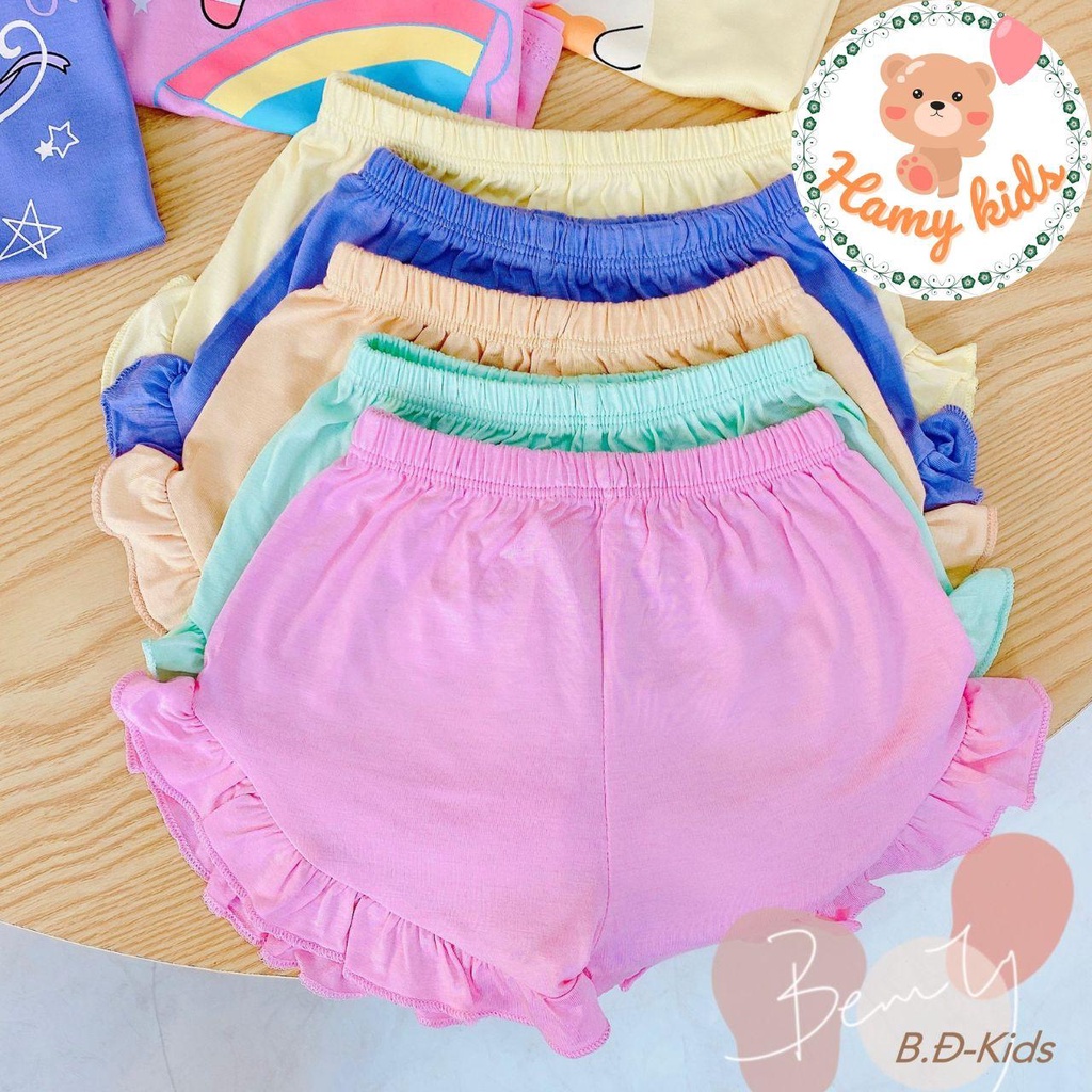 Bộ Minky Mom Chính Hãng Bé Gái Vải Thun Lạnh Cánh Tiên Quần Cộc Nhún Bèo Đáng Yêu Cho Bé Từ 0-5 Tuổi Dưới 20kg- Hamykids