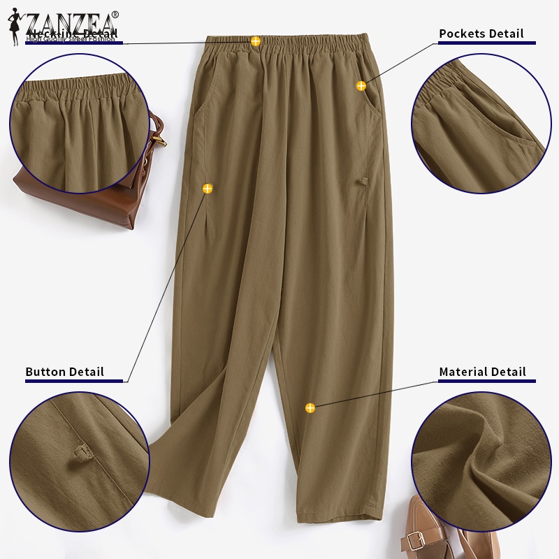 Quần dài nữ Zanzea ống rộng phong cách vintage thời trang