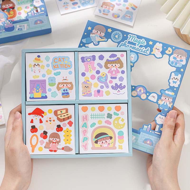 Set 100 Tấm Hình Dán Hoạt Hình Xinh Xắn Dùng Để Trang Trí Thủ Công