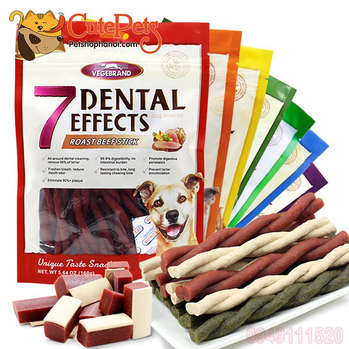 (PET THÁI NGUYÊN) Xương gặm sạch răng 7 Dental Gói 160g - Thức ăn chó mèo CutePets