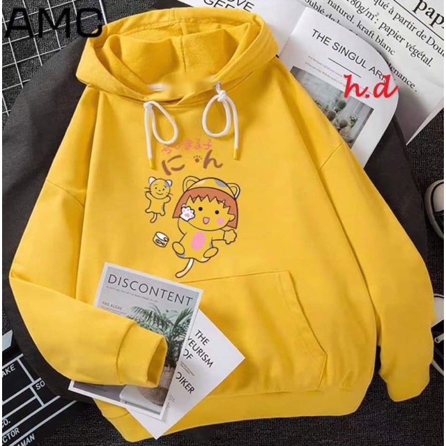 Áo hoodie em bé và mèo, Áo nỉ from rộng tay phồng, thiết kế thời trang, mặc ấp áp không bị xù - FANI