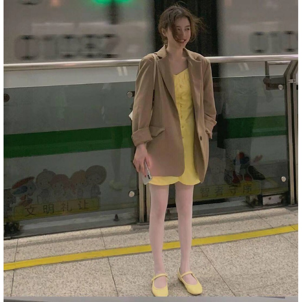 Sẵn Kaki-M(Hàng Đẹp)Áo blazer mùa thu dáng dài thời trang Hàn Quốc-Ảnh thật 7 hình cuối | BigBuy360 - bigbuy360.vn