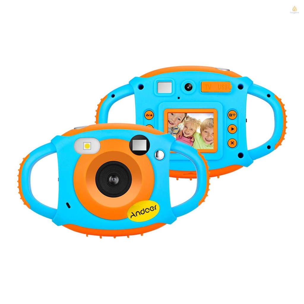 ANDOER Camera hành trình mini màn hình LCD 5MP 1080P HD chống sốc chống rơi vỡ với ống kính hai màu cho bé
