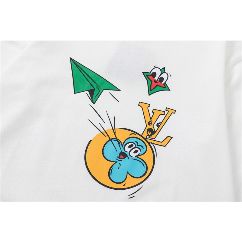 L &amp; V Áo sweater Cổ Tròn In logo Máy Bay Hoạt Hình Vui Nhộn Sáng Tạo Giản Dị Thoải Mái