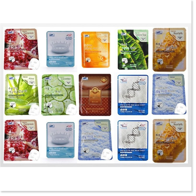 [Mã giảm giá] Combo 10 Mặt nạ 3W Clinic Fresh Mask Sheet 23ml X 10