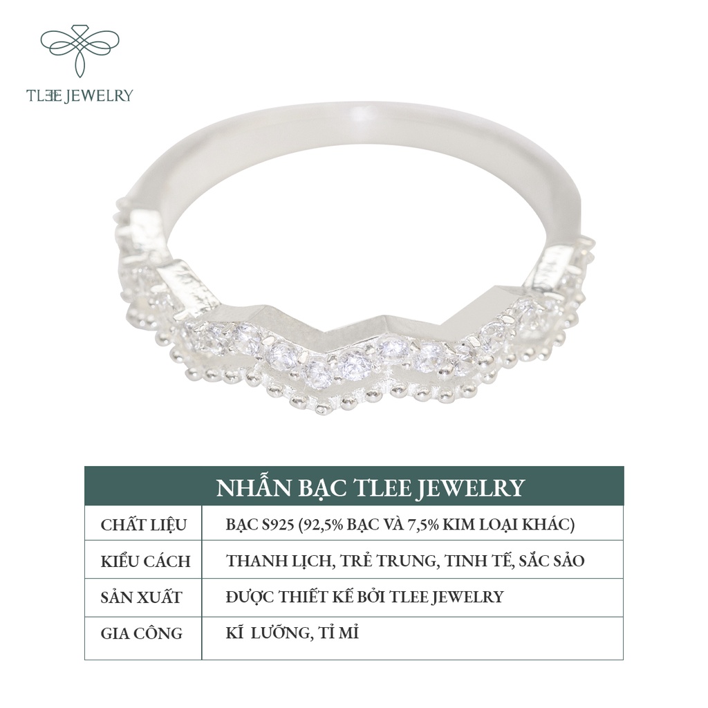 Nhẫn bạc nữ TLEE ziczac hai hàng nạm đá sang trọng NCJ A0169