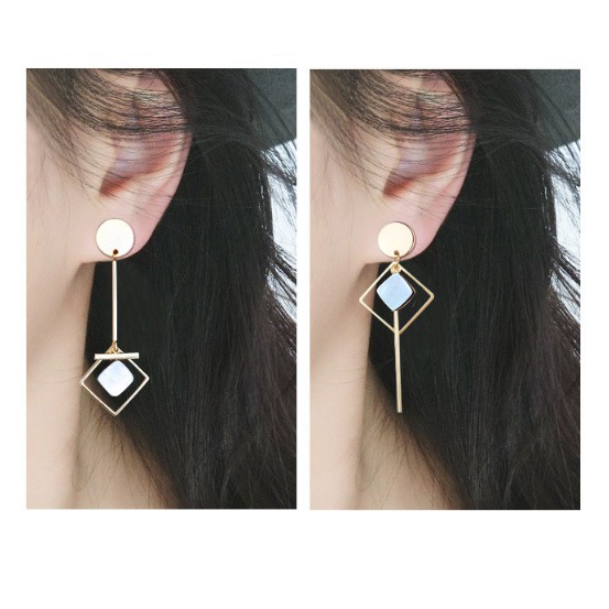 Bông tai Bạc 925 Phong Cách Hàn Quốc - HOA TAI HÌNH HỌC DÁNG DÀI ( Cao Cấp )- ẢNH CHỤP THẬT