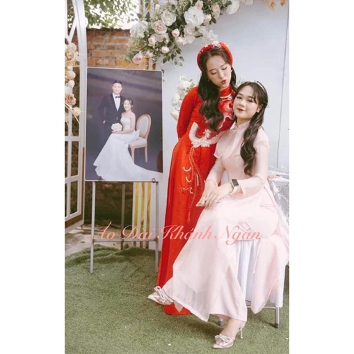 Áo dài cách tân cổ choàng nhẹ nhàng tiểu thư