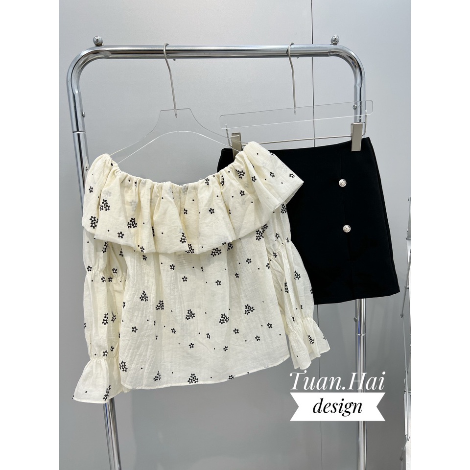 Áo trễ vai hoa xinh, chất mềm đẹp L1