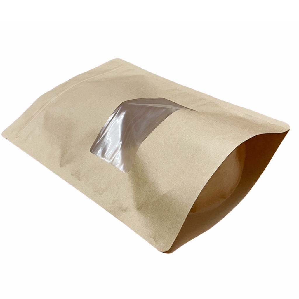 [ Giá Hủy Diệt ] - 1 Lạng Túi zip Giấy Kraft Xi Măng Đáy Đứng Cửa Sổ Giữa Đủ Size