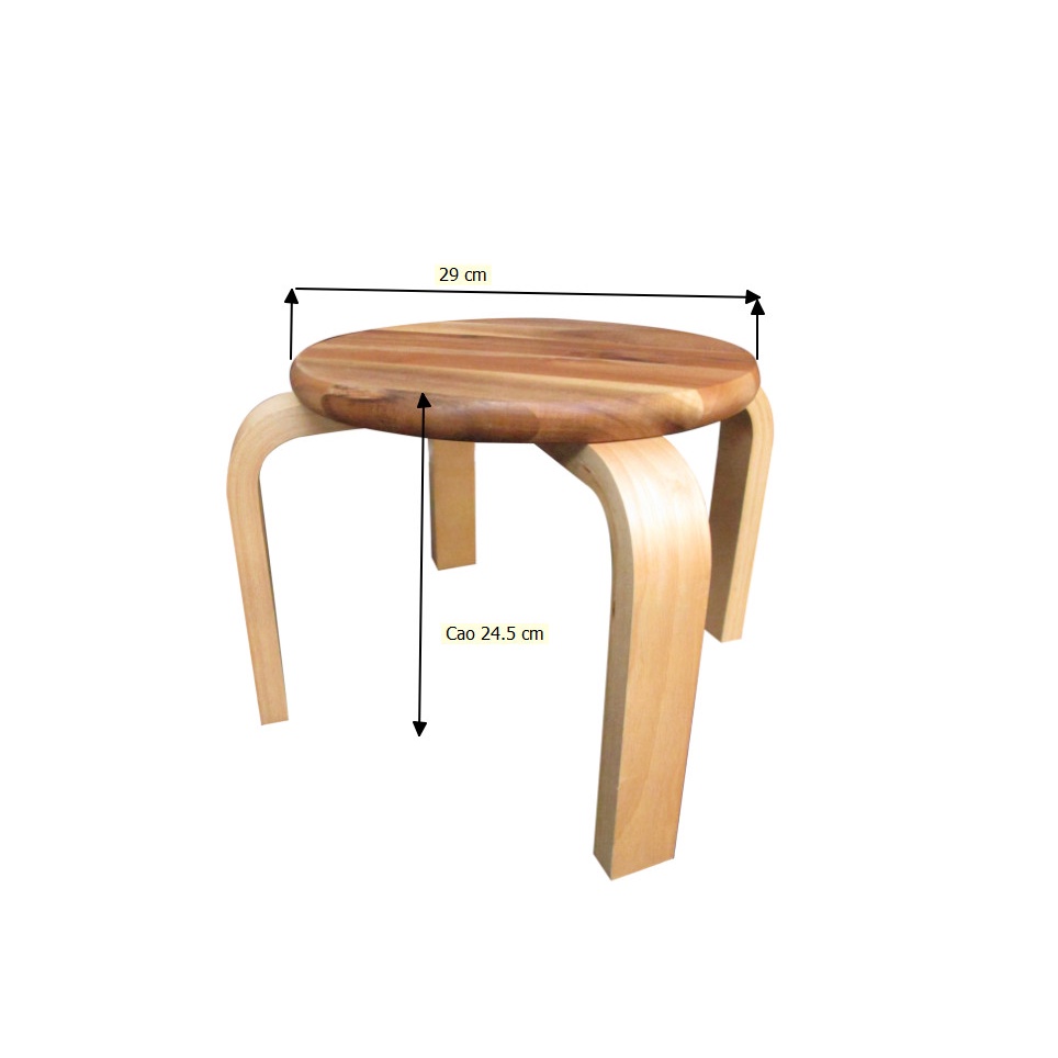 Ghế Đôn Tròn Gỗ Tràm Chân Cong Tự Nhiên - Kích Thước 29x29x25 cm - Gỗ Đức Thành 13151